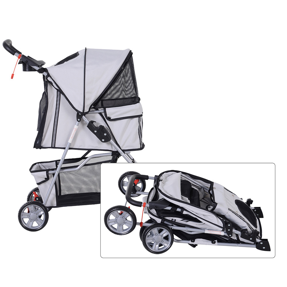 PawHut Pet Stroller With Basket Grey Image 4