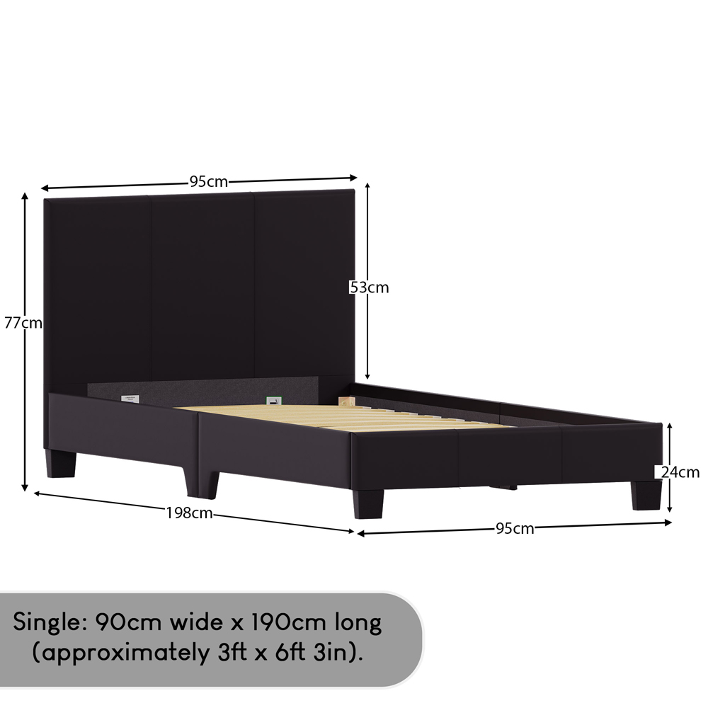 VIDA DESIGNS Lisbon Single Brown Faux Leather Bed Frame Image 8