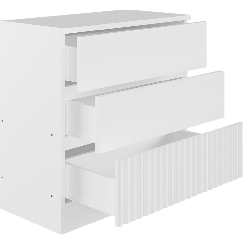 Flair Luca 3 Drawer White Ribbed Chest of Drawers Image 3