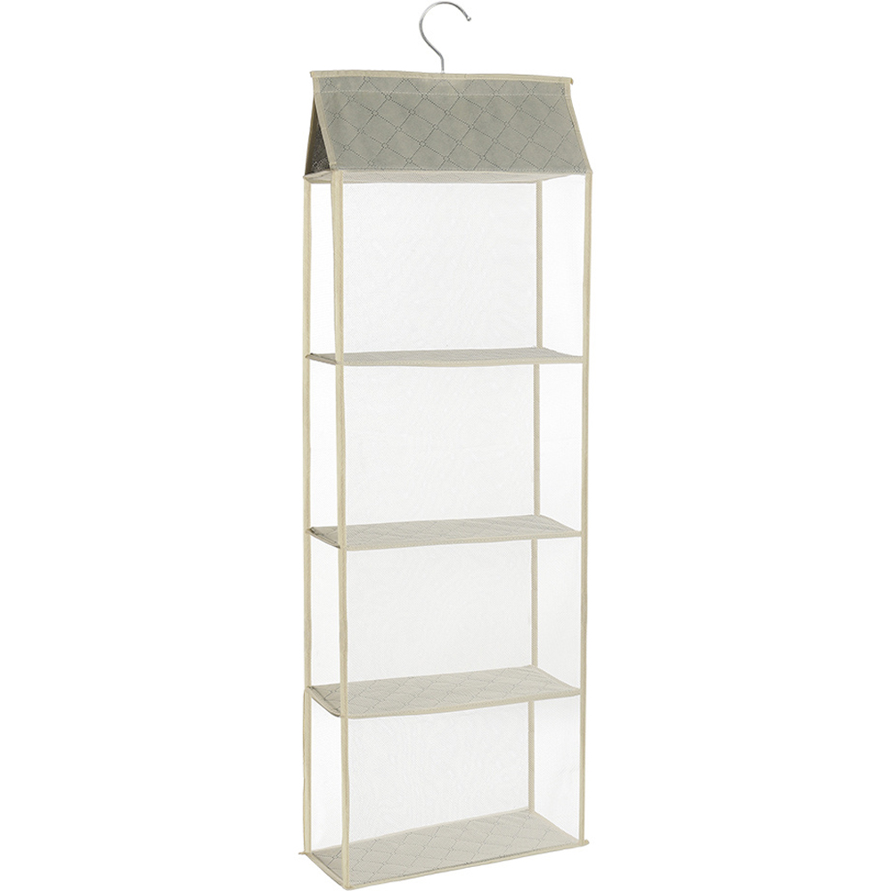 H&O Direct 4 Shelf Cream Hanging Organiser Image 1