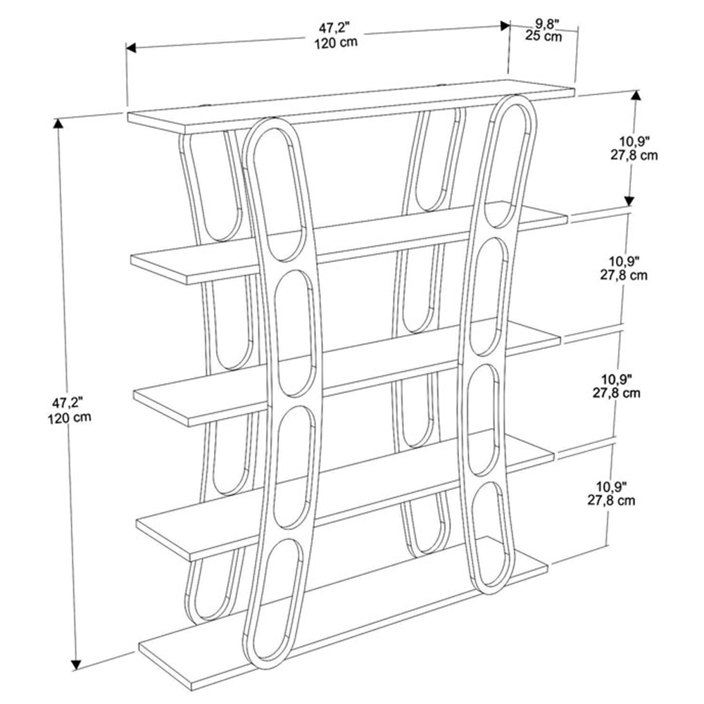 Decorotika Adar 5 Shelf Black and Gold Bookcase Image 7