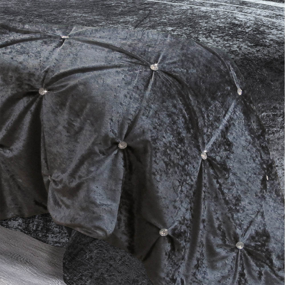 Intimates Rienzo Super King Size Charcoal Diamante Duvet Set Image 2