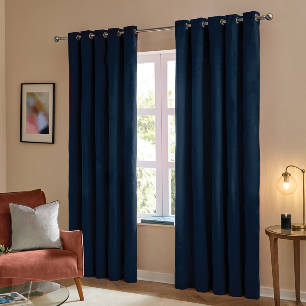Furn The Ultimate Royal Velvet Fully Lined Eyelet Curtains 117 x 137cm Image 1