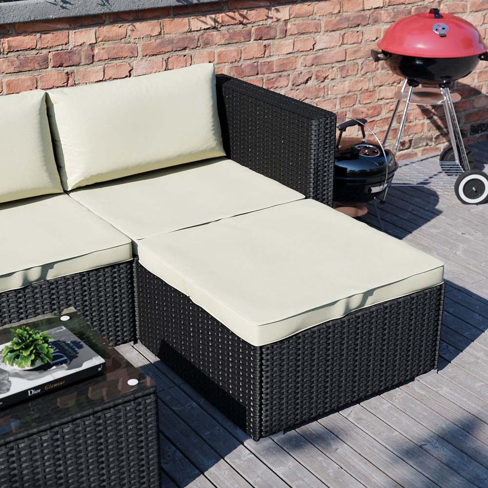 Garden Vida Hampton 4 Seater Black Rattan Corner Lounge Set Image 3