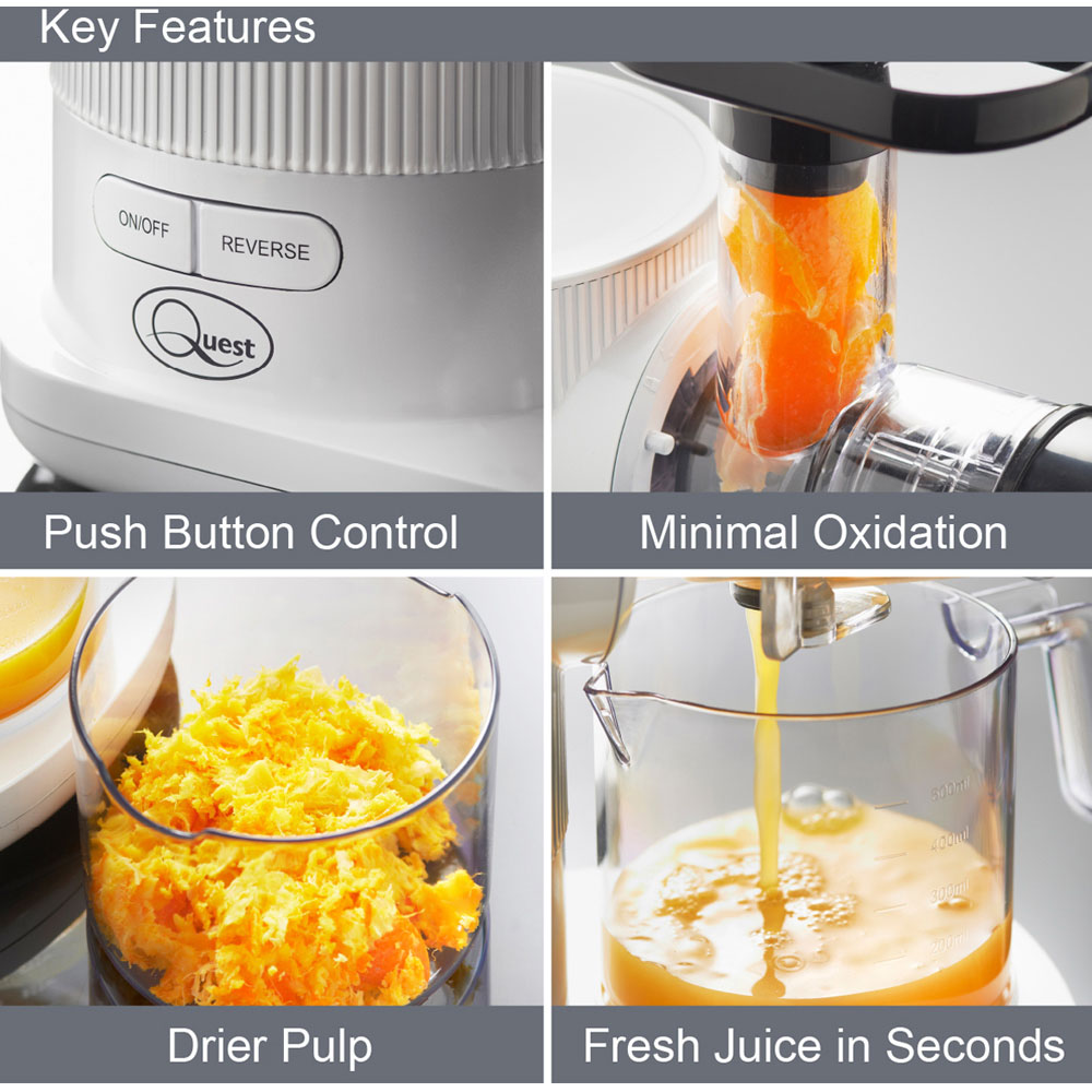 Quest White Slow Masticating Juicer 150W Image 7