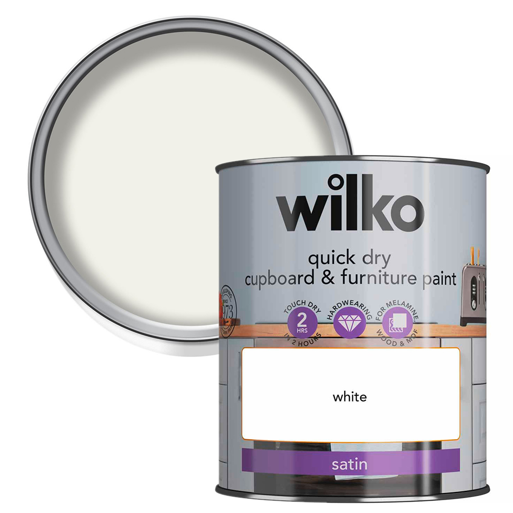 Wilko Quick Dry White Furniture Paint 750ml Image 1
