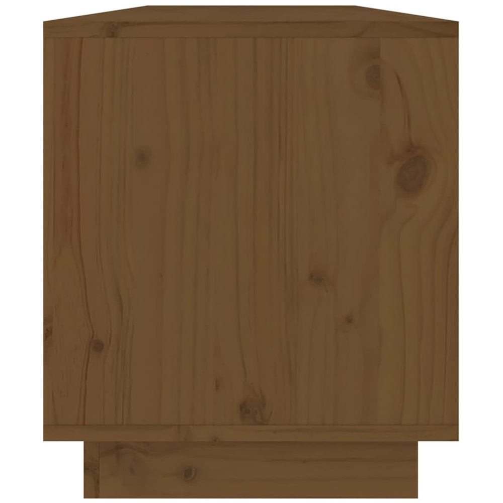 vidaXL 3 Drawer Single Shelf Honey Brown Solid Pine Wood TV Cabinet Image 5
