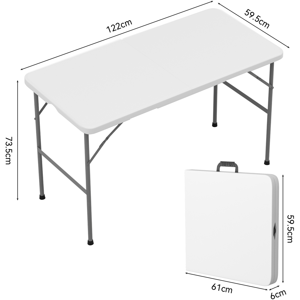 Brooklyn 4ft White Heavy Duty Foldable Garden Camping Table Image 9