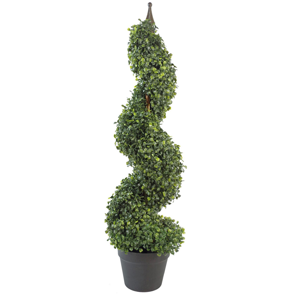 Leaf Boxwood Spiral Topiary Artificial Tree Pot 3ft Image 1