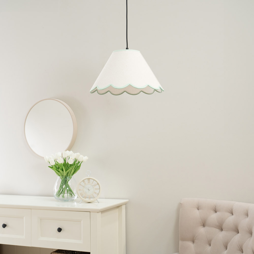 ValueLights Florie Tapered Natural and Green Scallop Lamp Shade Small  Image 3