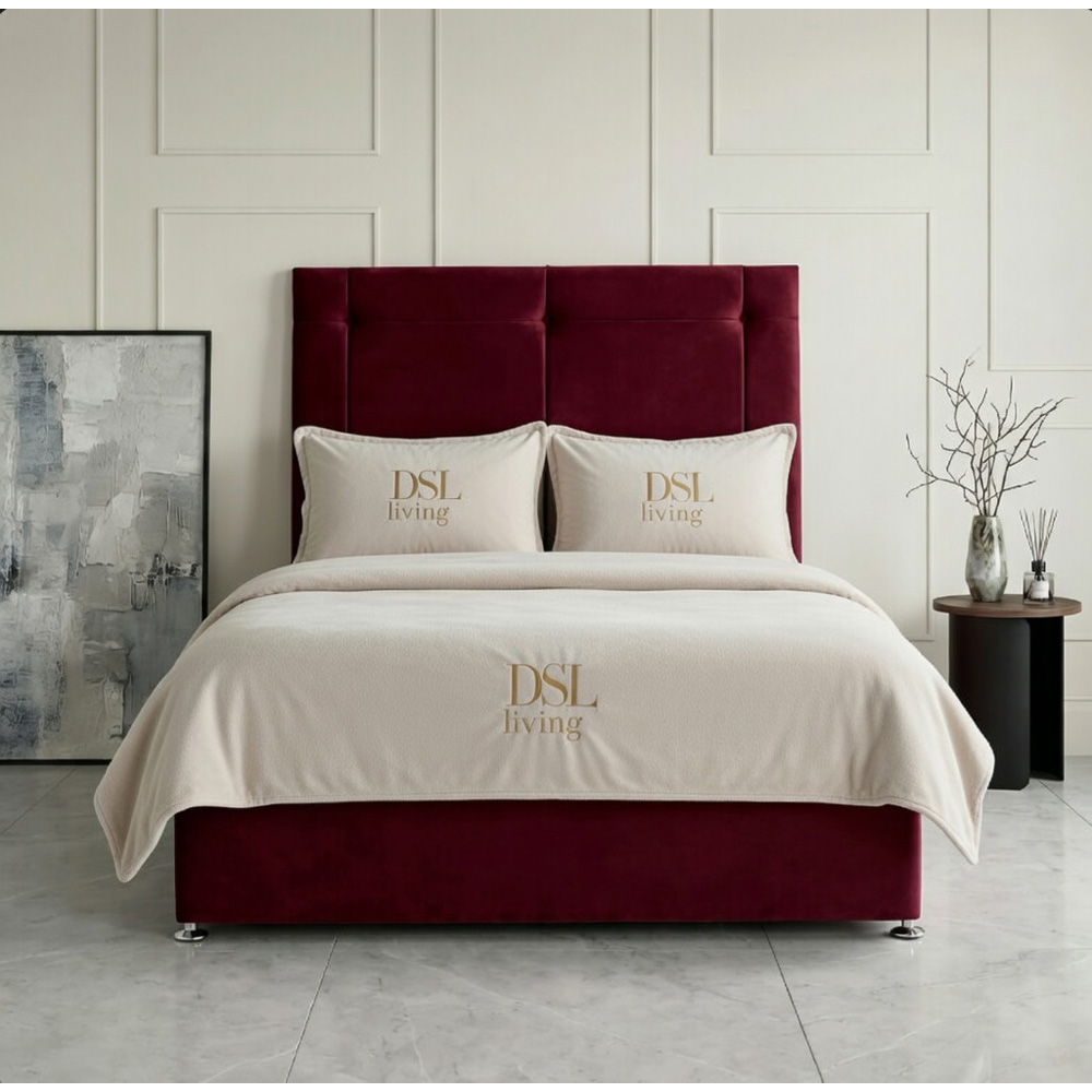 DS Living Kingsley Super King Size Maroon Plush Divan Bed Image 4