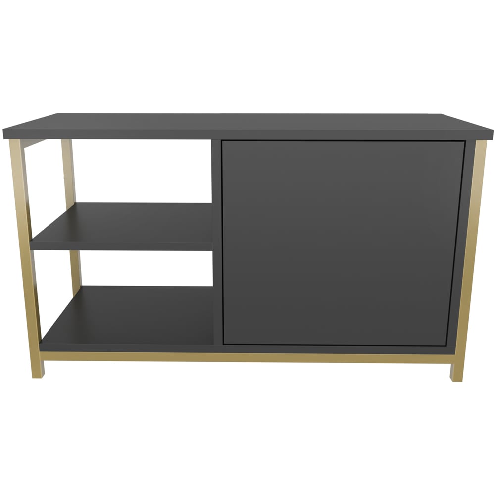Decorotika Muskegon Single Door and 2 Open Shelf Gold and Anthracite TV Unit Image 2
