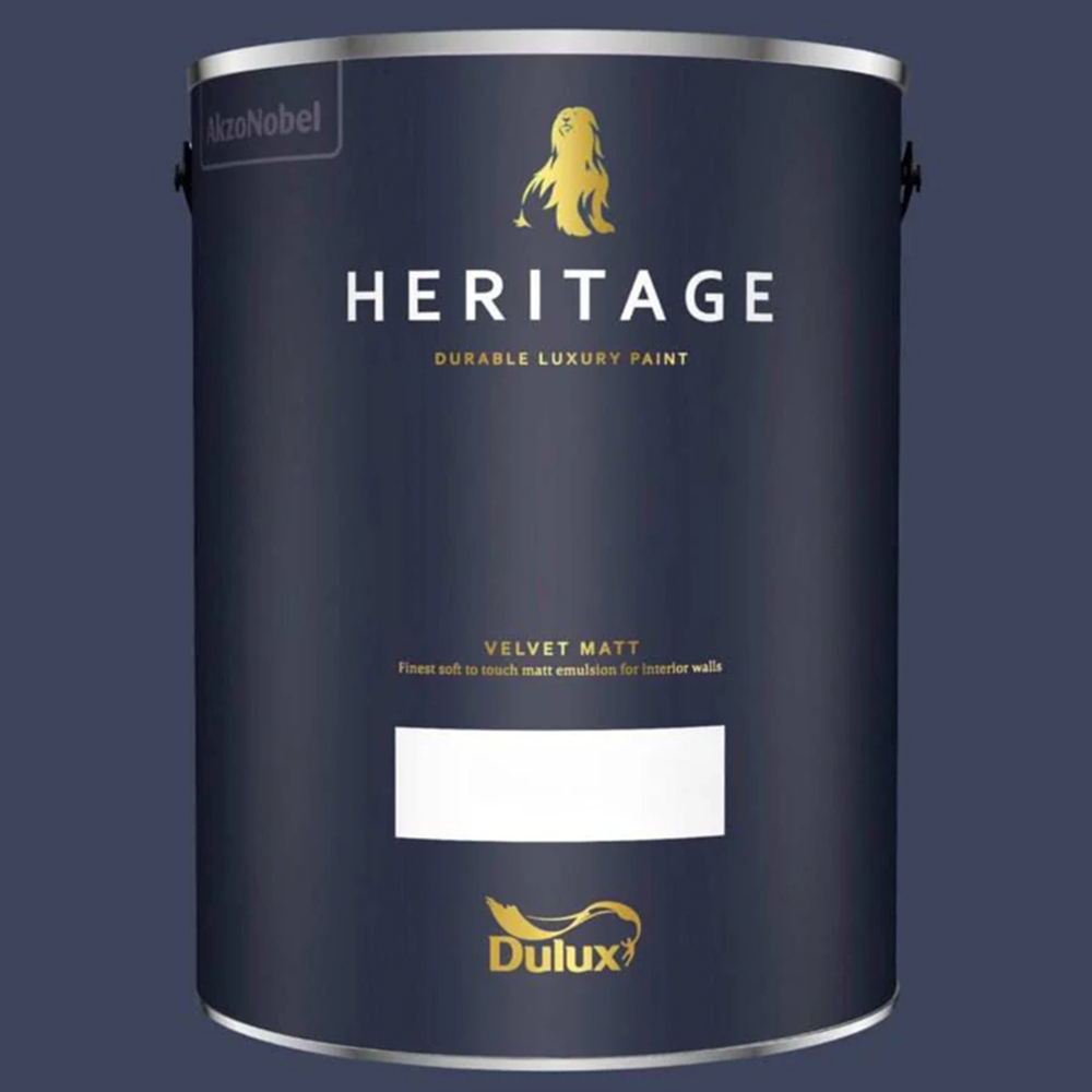 Dulux Heritage Walls and Ceilings DH Oxford Blue Velvet Matt Emulsion Paint 5L Image 2
