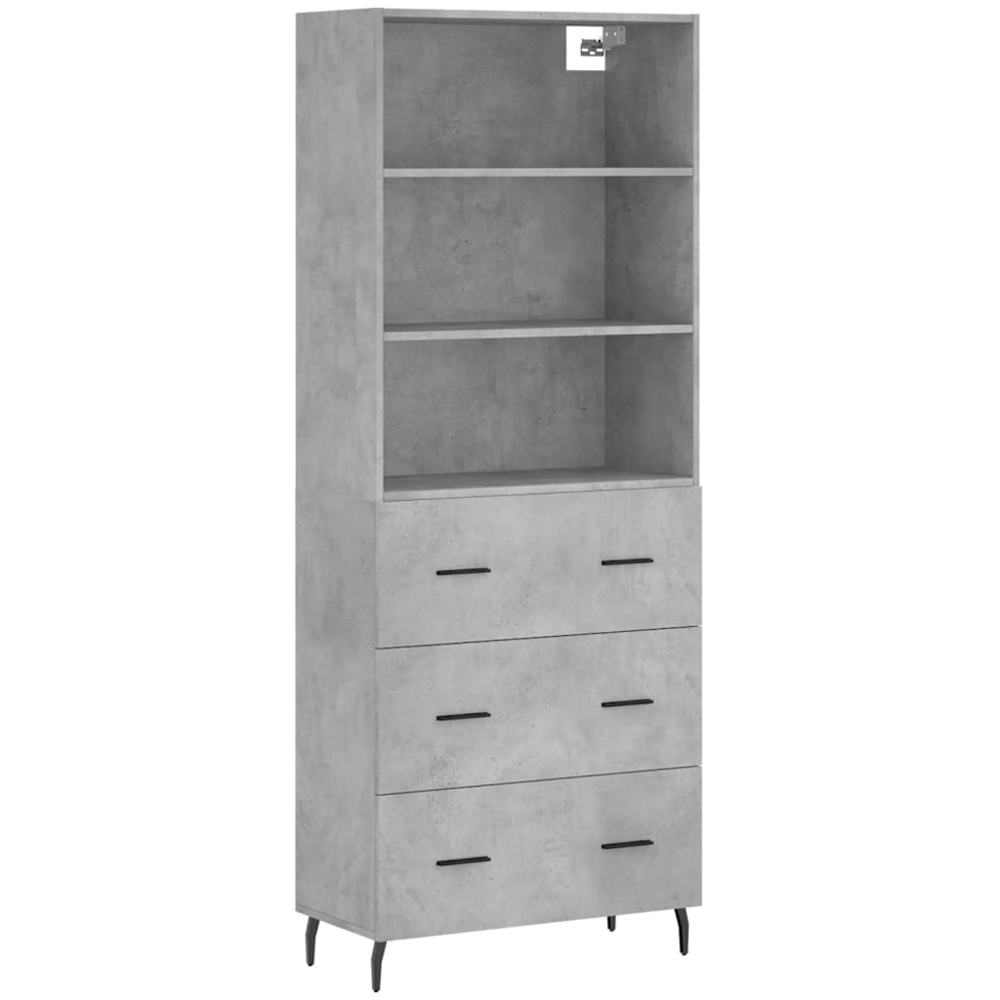 vidaXL 3 Drawer 3 Shelf Grey Sonoma Tall Highboard Image 2