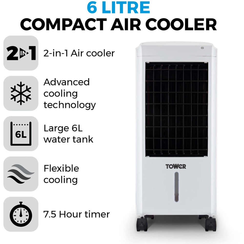 Tower 6L Compact Air Cooler with Timer Image 5