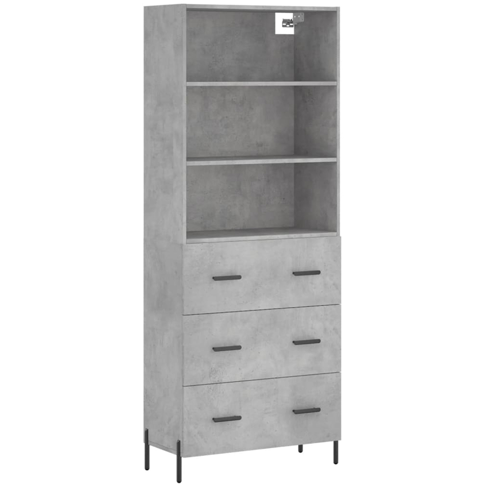 vidaXL 3 Drawer 3 Shelf Concrete Grey Highboard Image 2