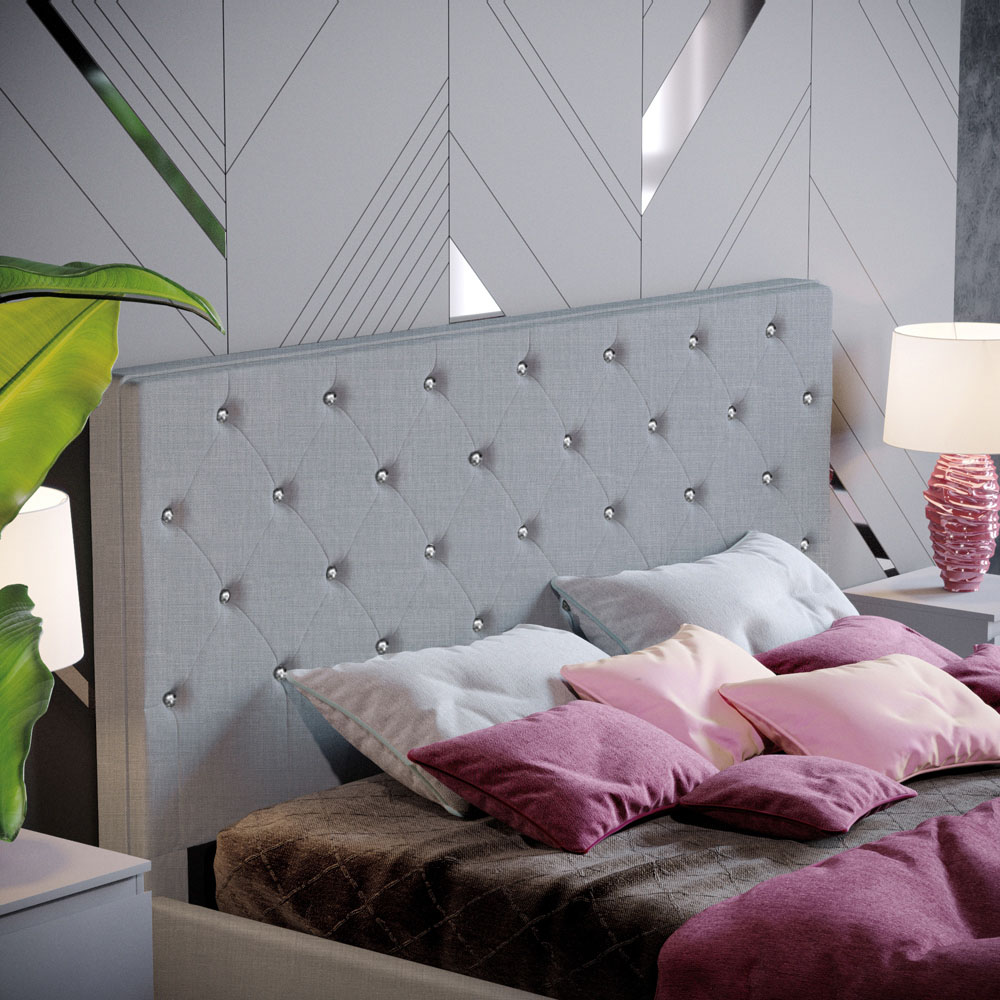 Vida Designs Arabella King Size Light Grey Linen Bed Frame Image 3