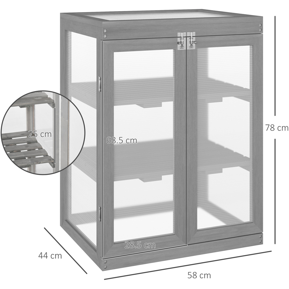 Outsunny 3-Tier Dark Grey Wooden Polycarbonate Cold Frame Image 8