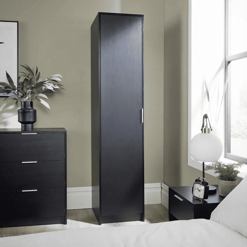 Home Source Phoenix Single Door Black Wardrobe Image 8