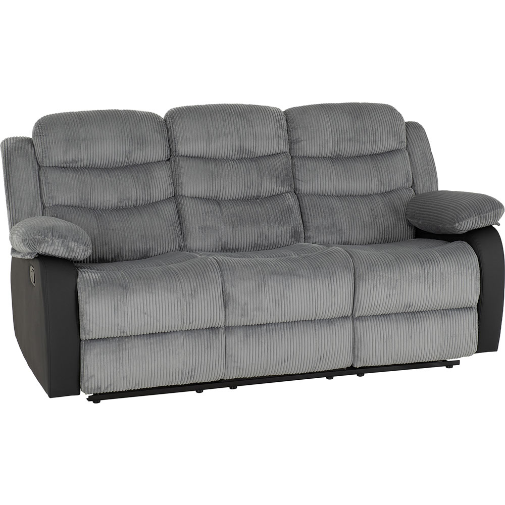 Seconique Roma 5 Seater Grey Cord Fabric and Black PU Sofa Set Image 4