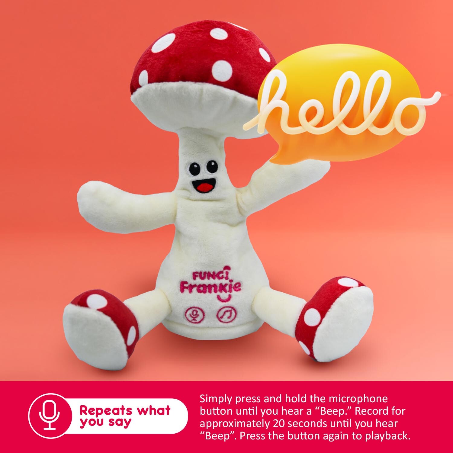 Fungi Frankie White Plush Interactive Soft Toy Image 9