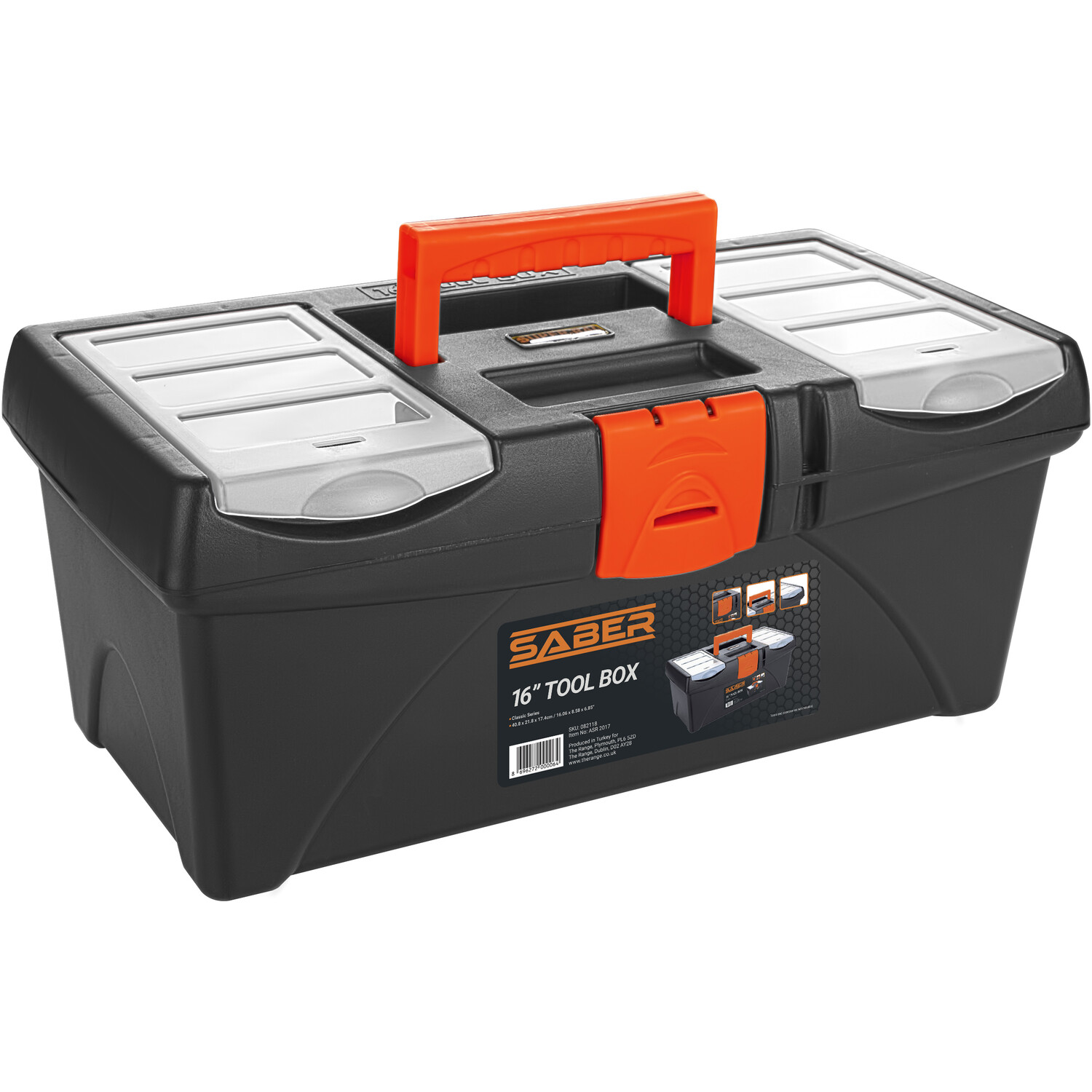 Saber Black and Orange Tool Box 40.8cm Image