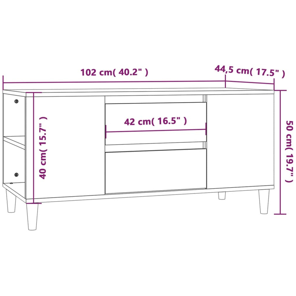 vidaXL 2 Drawer 4 Shelf Grey Sonoma TV Cabinet Image 9