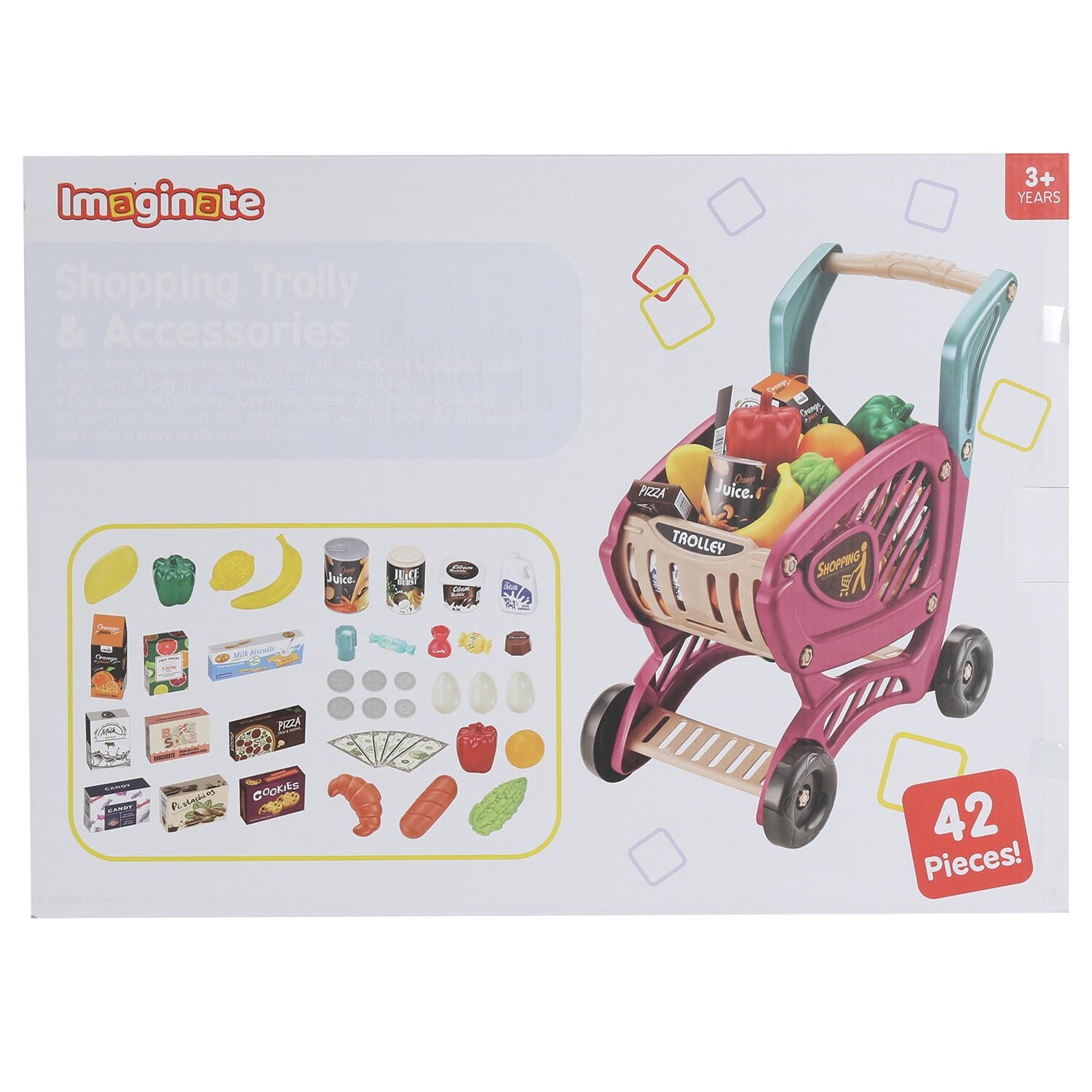 Imaginate Shopping Trolley and Accessories Kids 48 Piece Playset Image 2