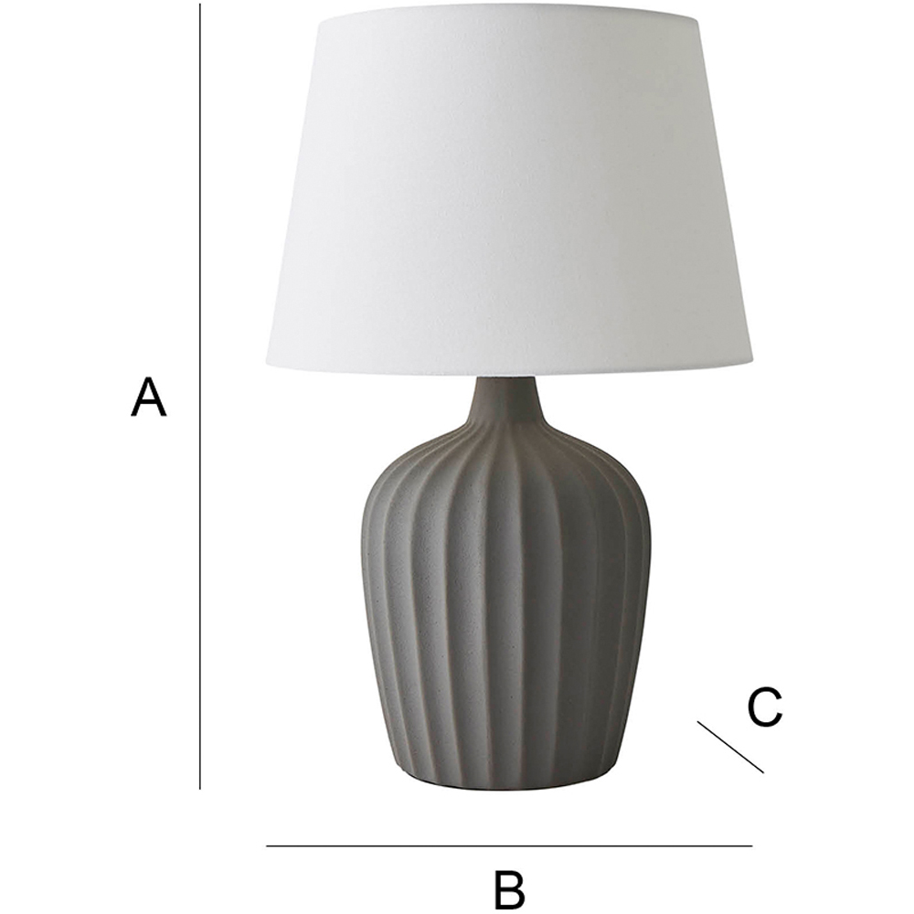 ValueLights Serena Natural Tapered Linen Lamp Shade Ribbed Ceramic Grey LED Table Lamp Image 7