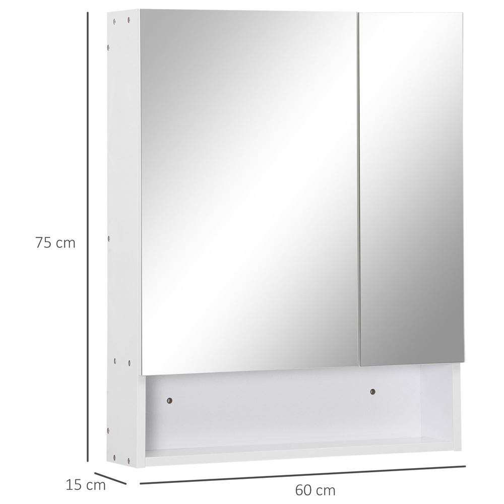 Kleankin White Wall Mounted Cabinet with Mirror and Adjustable Shelf Image 9
