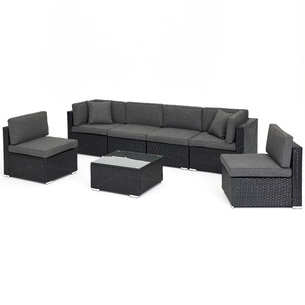 Home Detail Cantina 6 Seater Black Sofa Set with Cover Image 4