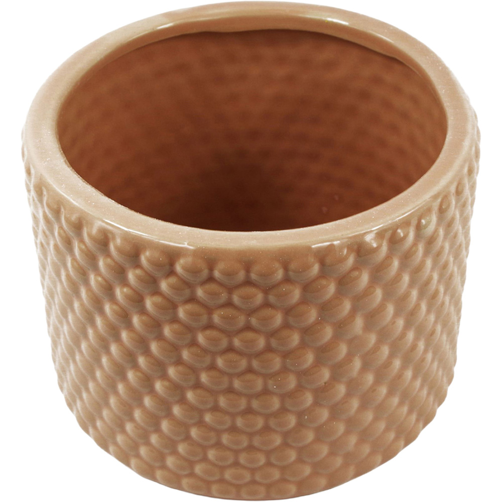 Leaf Dusty Peach Raised Dots Ceramic Plant Pot 15 x 15 x 12.5cm Image 1
