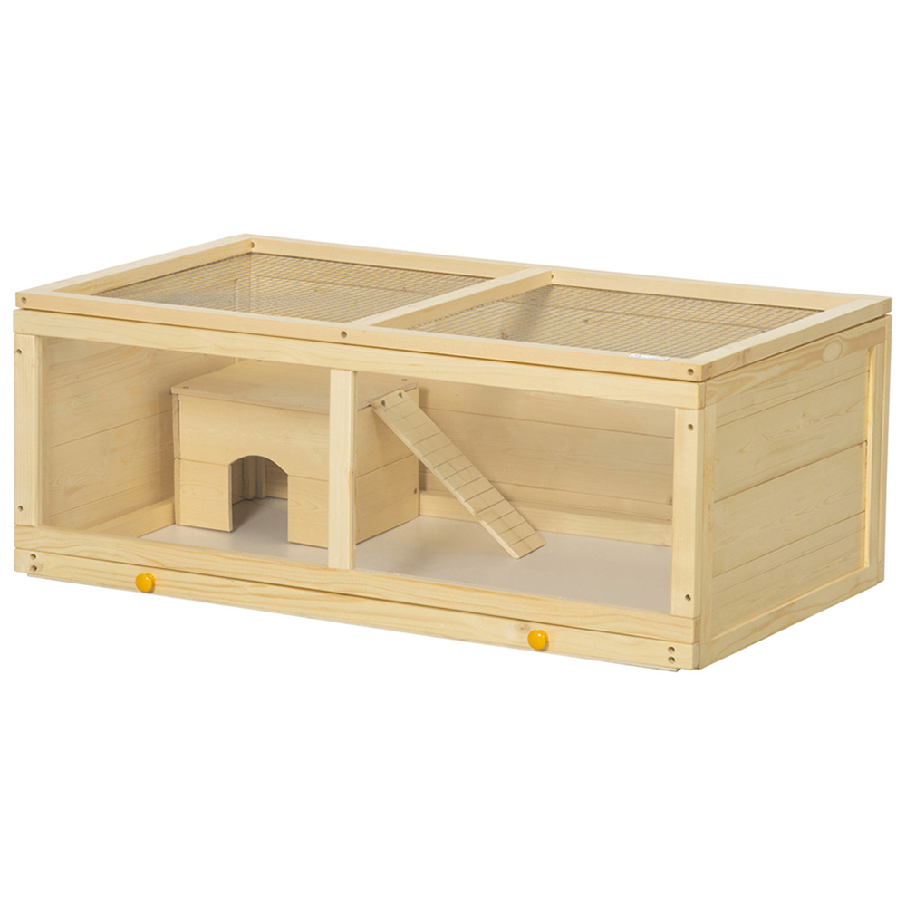 PawHut Natural Wooden Hamster Cage with Sliding Tray Image 1