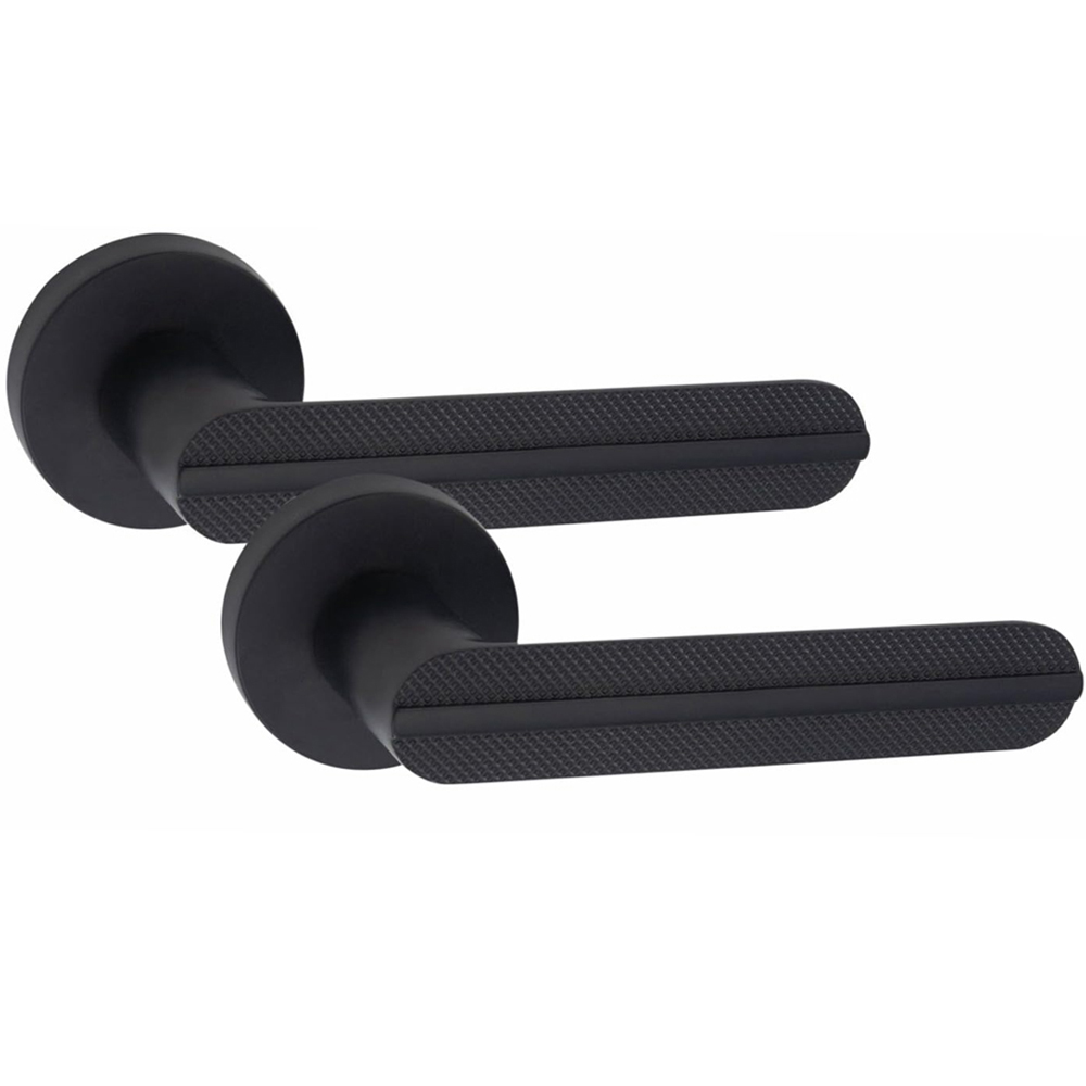Golden Grace Matt Black Modern Lima Door Handle Set 6 Pack Image 3