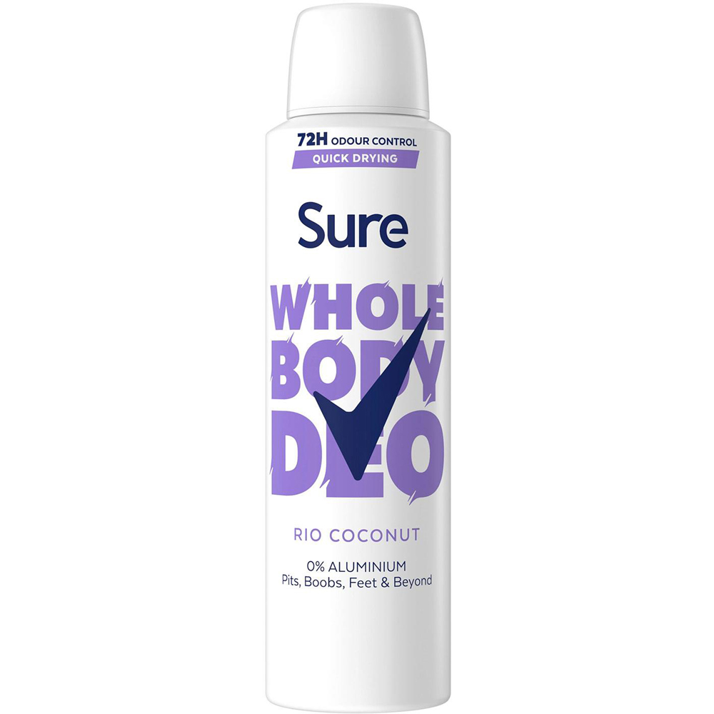 Sure Whole Body Rio Coconut 72H Odour Control Deodorant Cream 150ml 6 Pack Image 2
