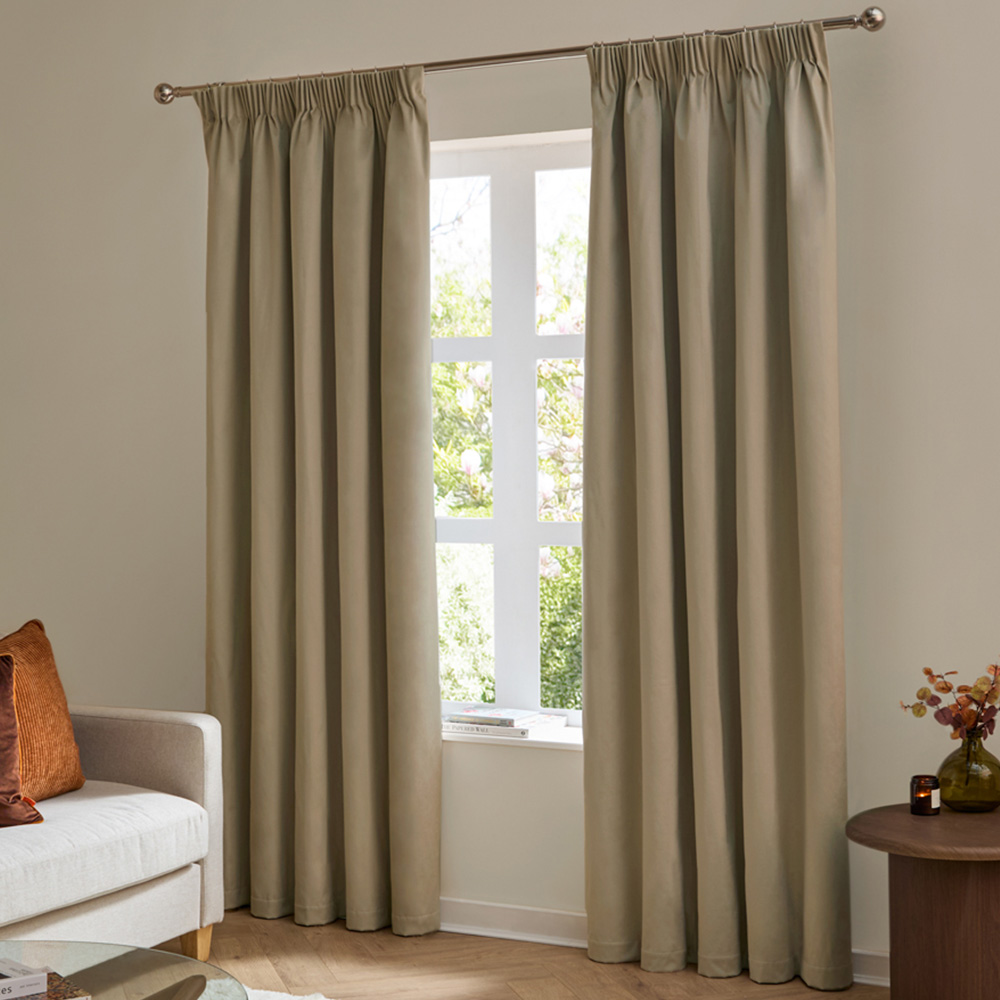 Furn The Ultimate Mocha Velvet Blackout Pencil Pleat Curtains 168 x 137cm Image 1