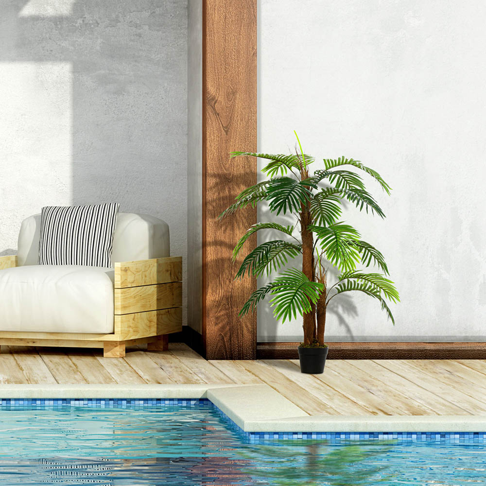 Outsunny Tropical Palm Tree Artificial Plant In Pot 4ft Image 4