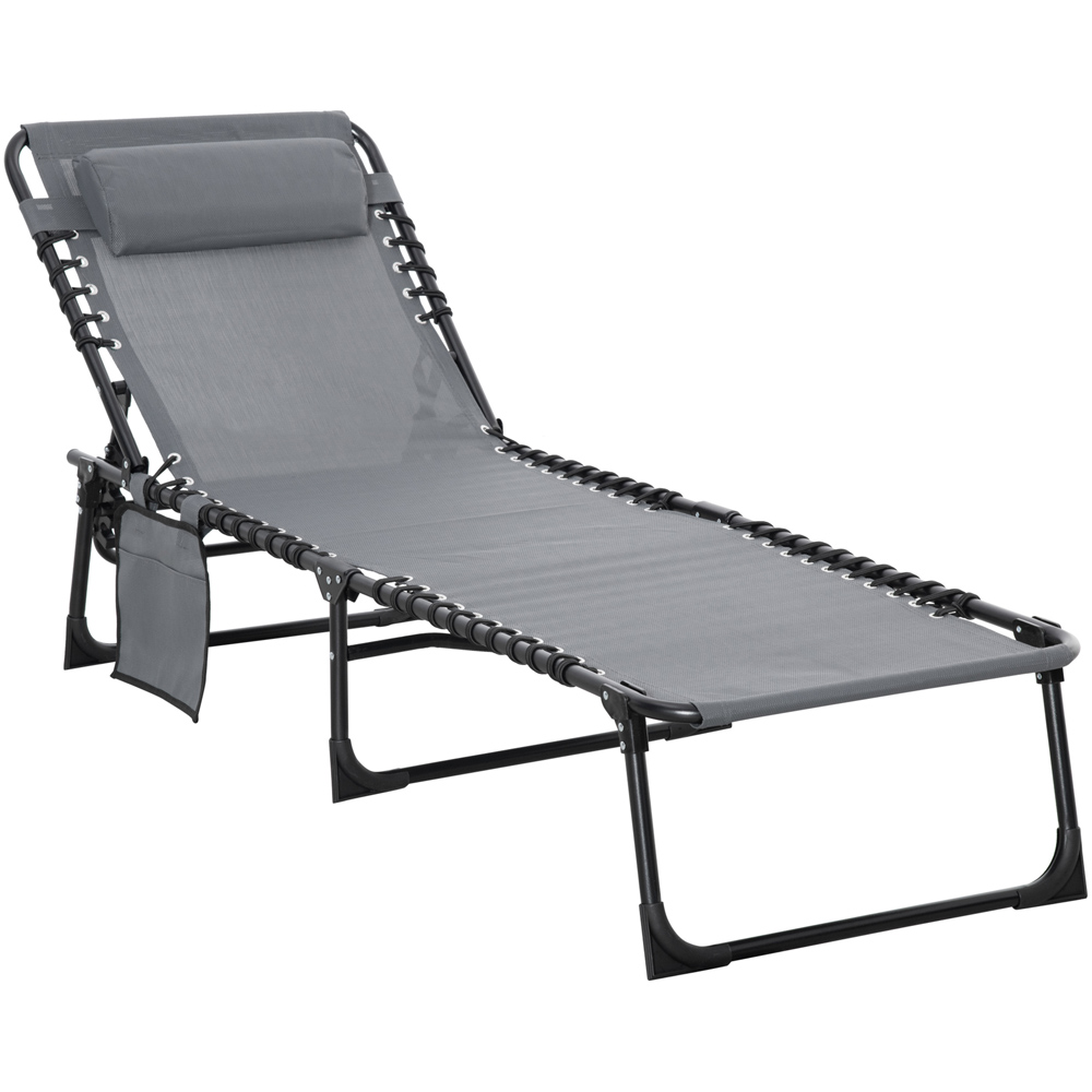 Outsunny Grey Portable Garden Reclining Sun Lounger Image 2