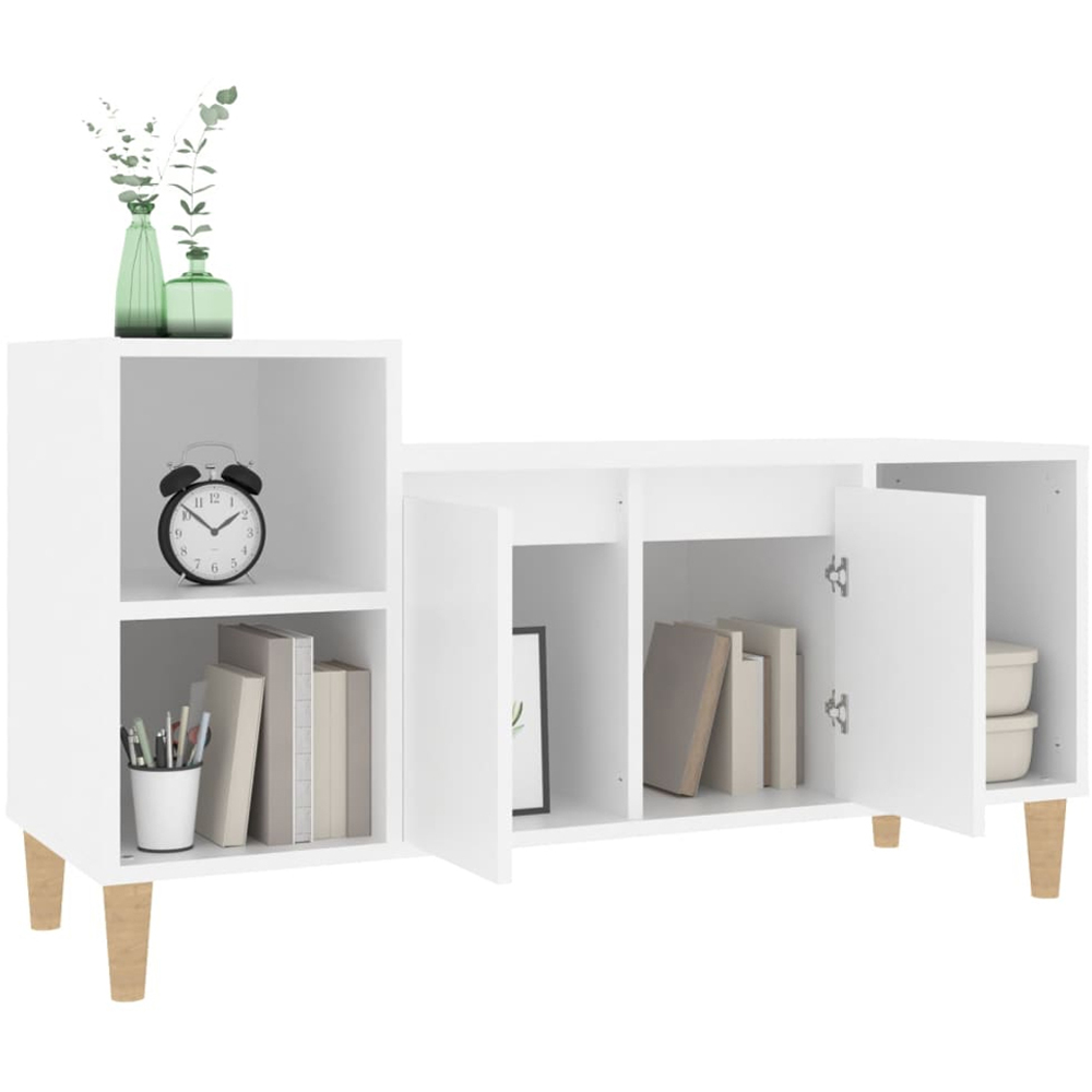 vidaXL 2 Door 3 Shelf White TV Cabinet Image 4