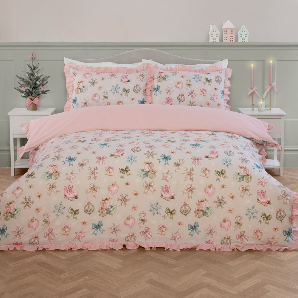 Christmas Vintage Duvet Set - Pink / King Image 1