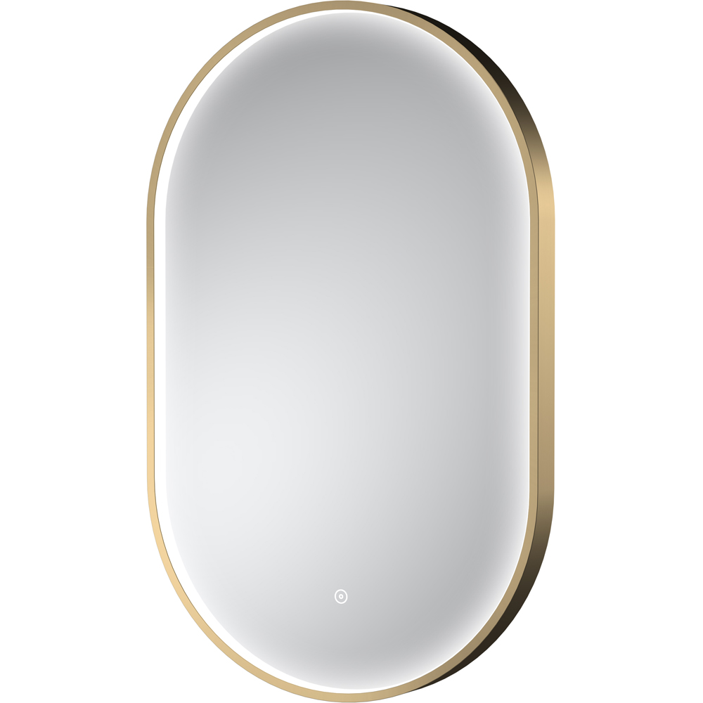 nuie Brushed Brass Framed LED Touch Sensor Mirror 800 x 500mm Image 1