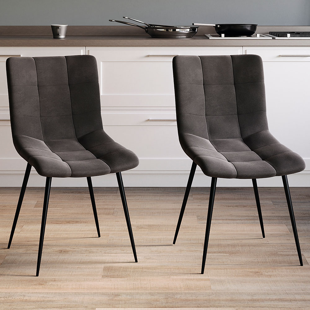 Vida Designs Richton Set of 2 Grey Dining Chairs Image 1