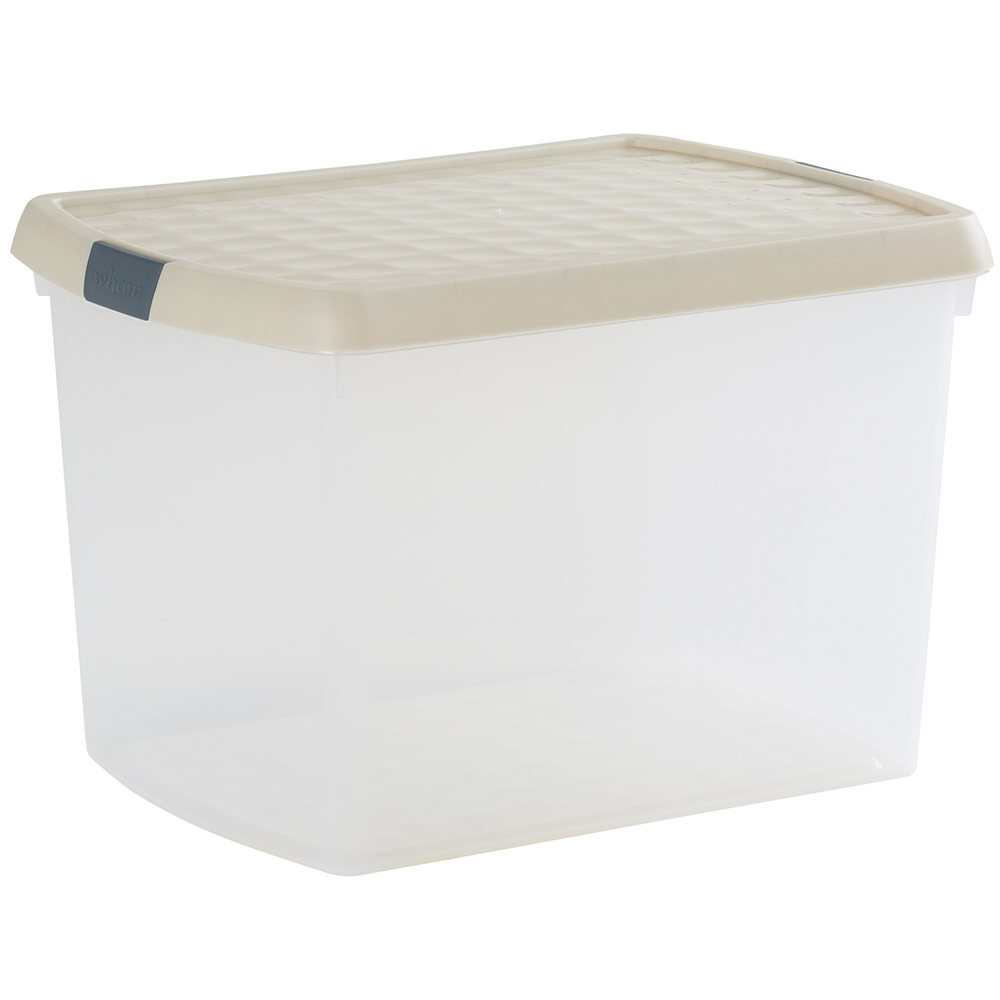 Wham Clip 21.5L Clear Stone and Slate Grey Rectangular Storage Box with Lid 4 Pack Image 1