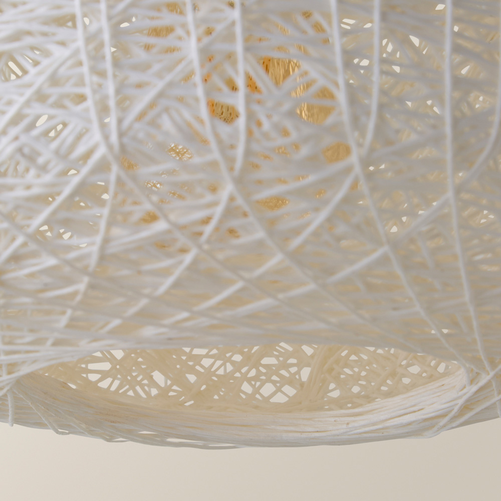 ValueLights Bjorn White Doughnut Twine Rattan Pendant Shade Image 3