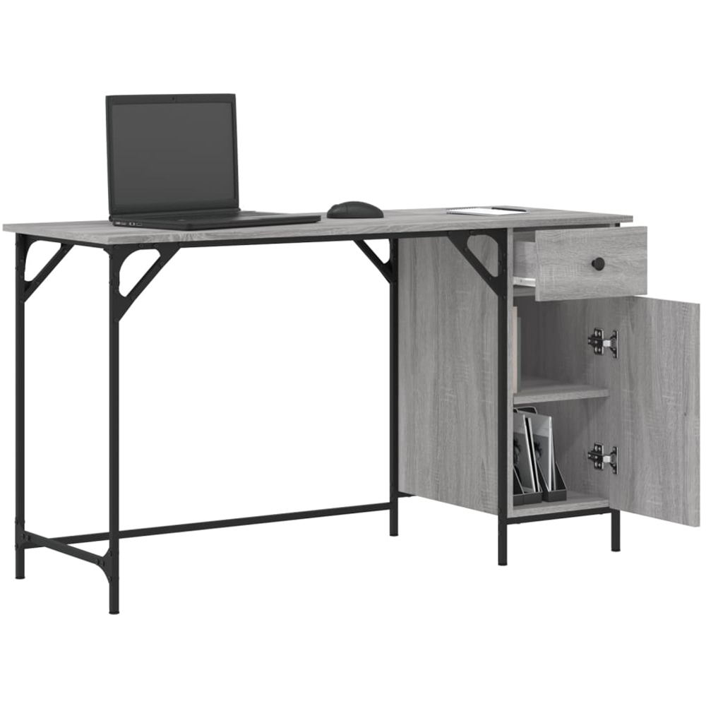 vidaXL Single Door Single Drawer Computer Desk Grey Sonoma Image 4