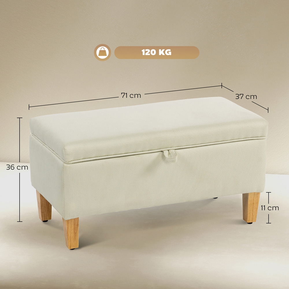 HOMCOM Beige Linen Fabric Ottoman Storage Box Image 9