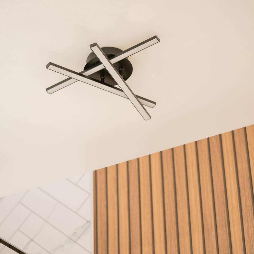 ValueLights Infinity Matt Black 3 Arm Adjustable Crossover Ceiling Wall Light Image 2
