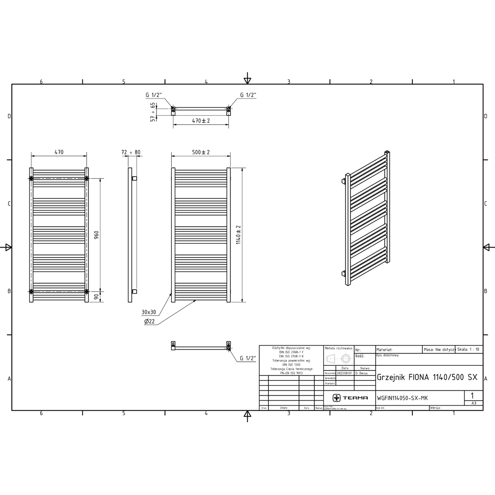 Terma Fiona E Sparkling Grey Electric Towel Rail 1140 x 500mm Image 8