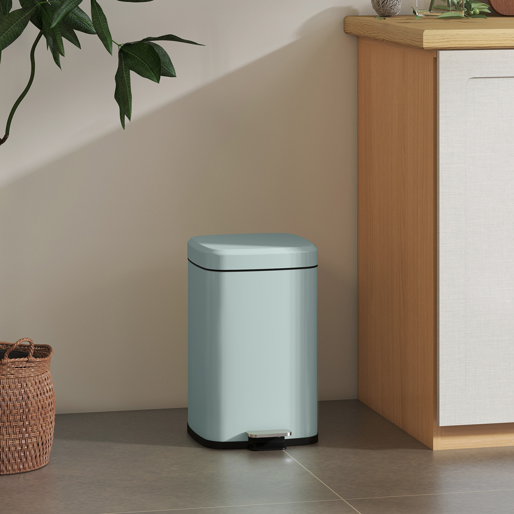 HOMCOM Light Green Metal Soft Close Pedal Bin 20L Image 2