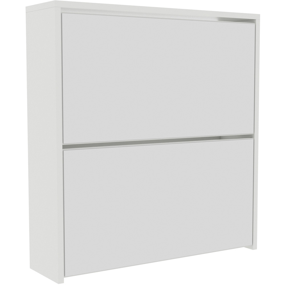 Vida Designs Welham White 2-Drawer Mirrored Shoe Cabinet Rack Image 2